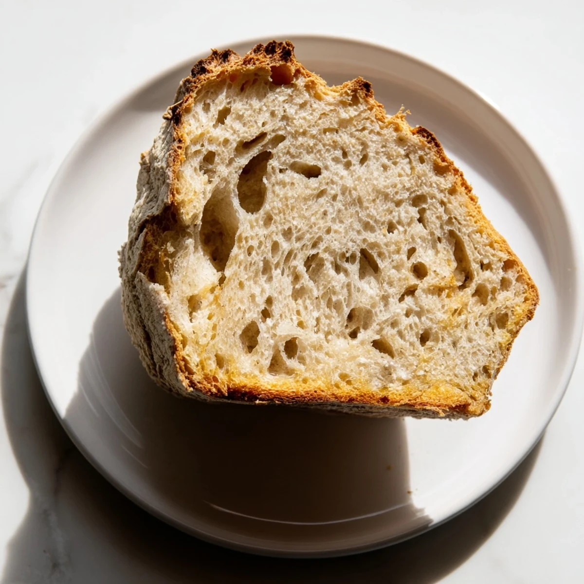 Golden, crusty loaf of The Best Easy No-Knead Bread, ready to slice and enjoy.