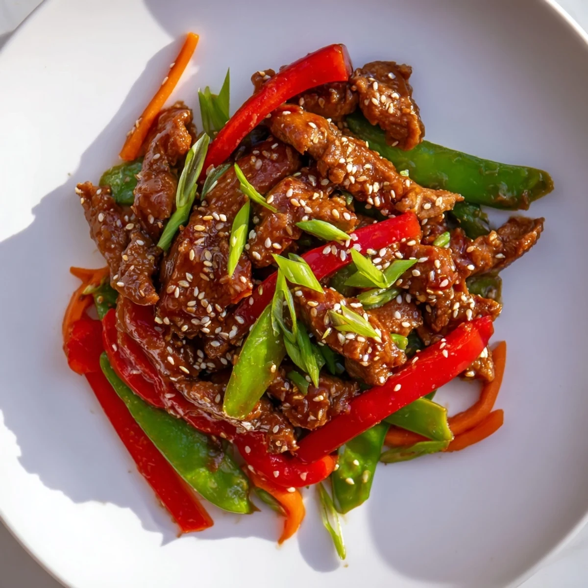 The glistening glaze of this Sweet Teriyaki Pork Stir-Fry coats the pork and vibrant vegetables perfectly.