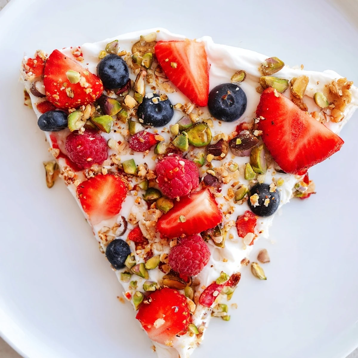 Cool, creamy frozen fruit yogurt bark with a vibrant topping of fresh berries, ready to eat!