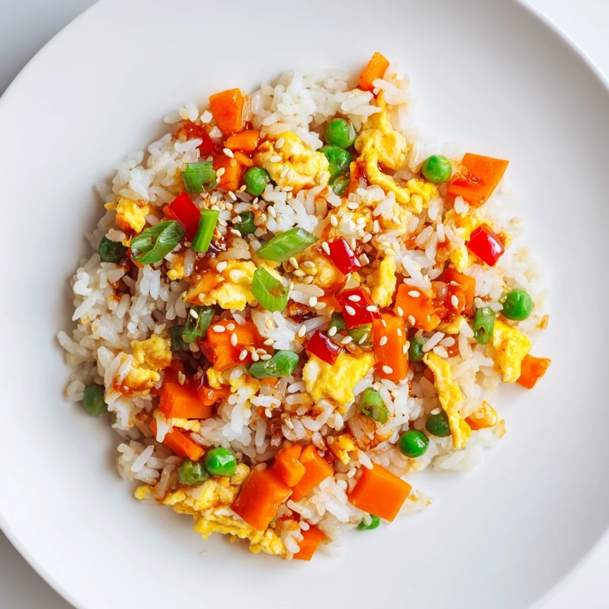 Freshly made Egg Fried Rice, a vegetarian delight with perfectly scrambled eggs.