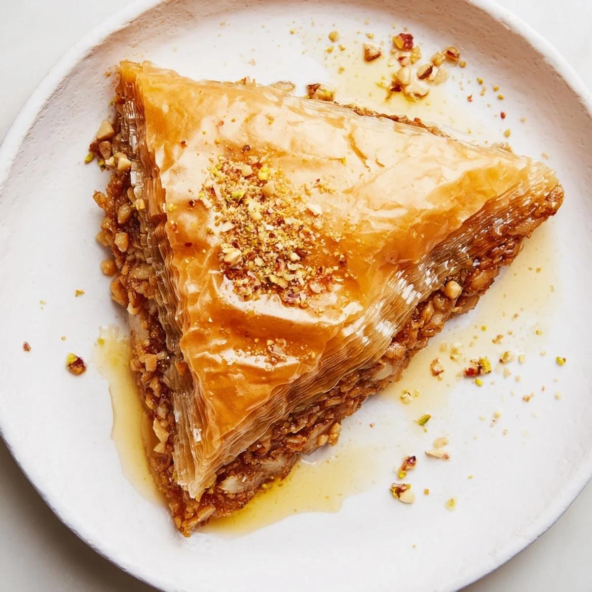 Golden, flaky Turkish baklava glistening with honey syrup, a perfect dessert for any occasion.