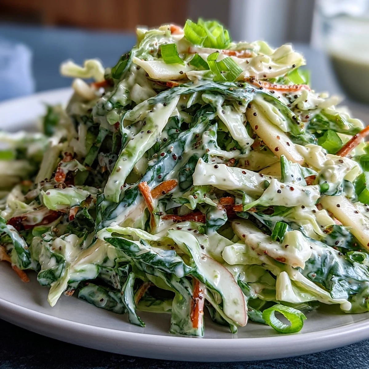 Crisp Green Cabbage and Apple Slaw bursts with vibrant color and tangy dressing.