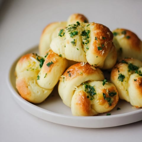 Golden-brown Homemade Garlic Knots, crispy on the outside and brushed with savory garlic butter.