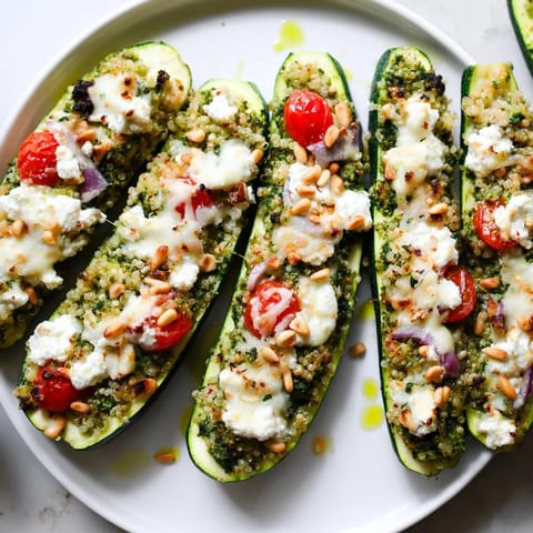 Cheesy Pesto Zucchini Boats