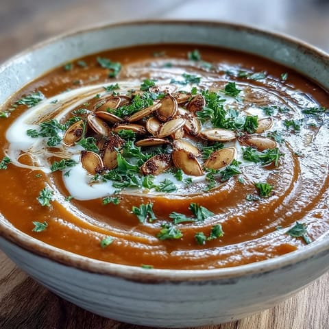 Homemade Pumpkin Soup simmering in a pot with carrots, onions, and warm spices like nutmeg.