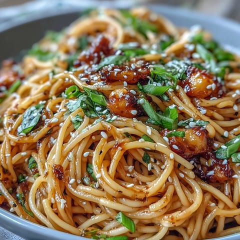 Creamy gochujang butter pasta with glossy, umami-rich sauce clinging to tender spaghetti strands.