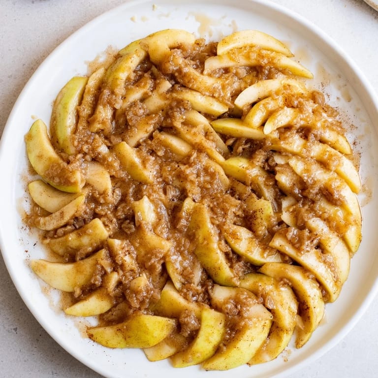 Delicious baked apple slices, tender and spiced, served warm, perfect for a comforting dessert.