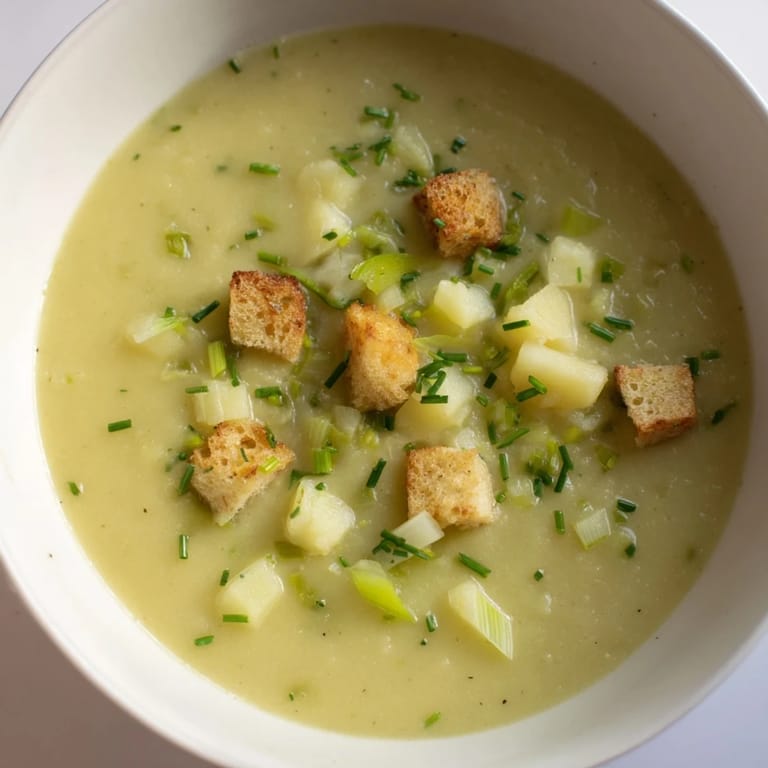 This easy Quick & Simple Potato and Leek Soup simmers with potatoes, leeks, and savory seasonings.