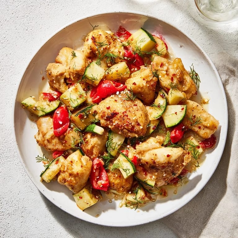 A close-up of a refreshing Cucumber and Chicken Clean Shaker, perfect for a light, healthy lunch.