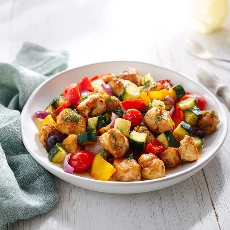 Vibrant Cucumber and Chicken Clean Shaker salad, highlighting fresh herbs and juicy tomatoes.