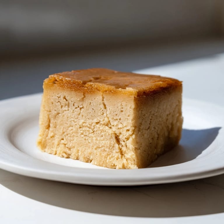 Perfectly browned Peanut Butter Mochi Cake, the gluten-free treat with delicious, nutty flavors.