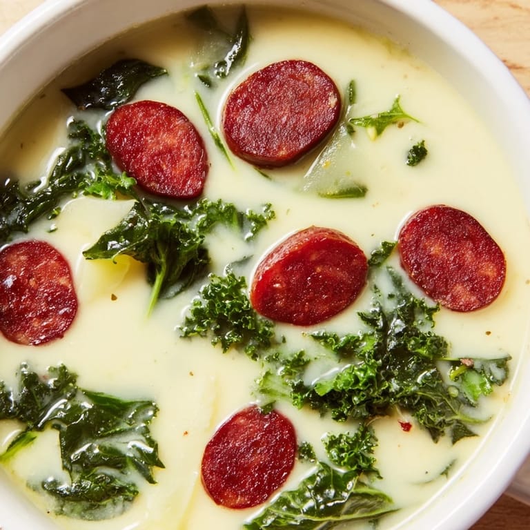 Enjoy a hearty serving of flavorful Portuguese Caldo Verde, a comforting soup brimming with goodness.