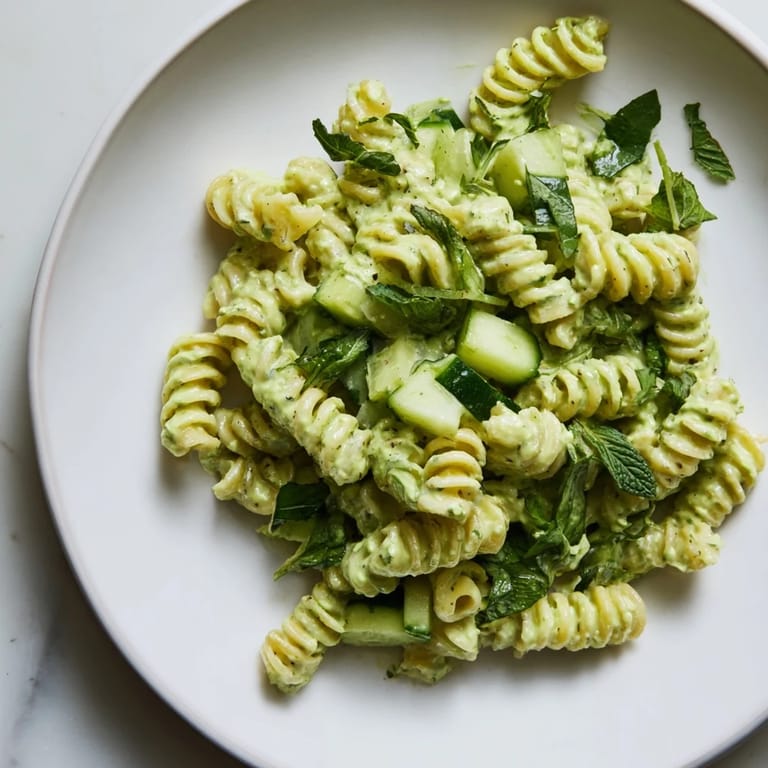 On a wooden picnic table, a vibrant serving of Green Goddess Pasta Salad is garnished with extra parsley and chives, perfect for a light lunch.