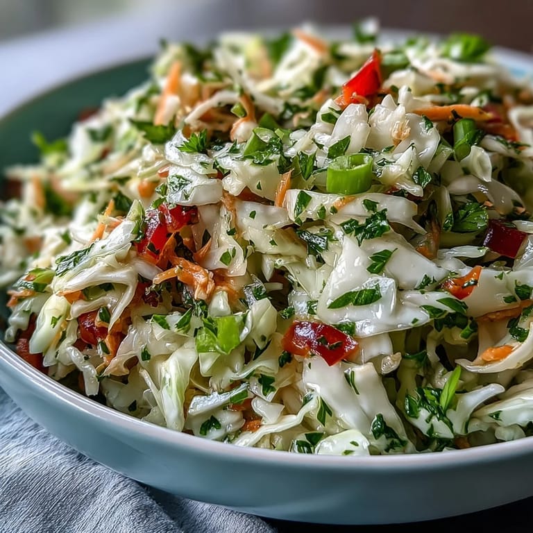 Sauerkraut Slaw served chilled as a crunchy, tangy side dish with fresh parsley garnish, perfect for pairing with grilled sausages or fish.