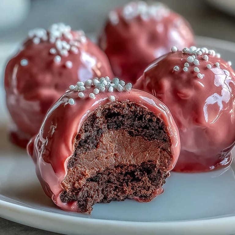 A fork lifts a coated truffle, revealing the creamy Oreo and cream cheese center under bright kitchen lighting.