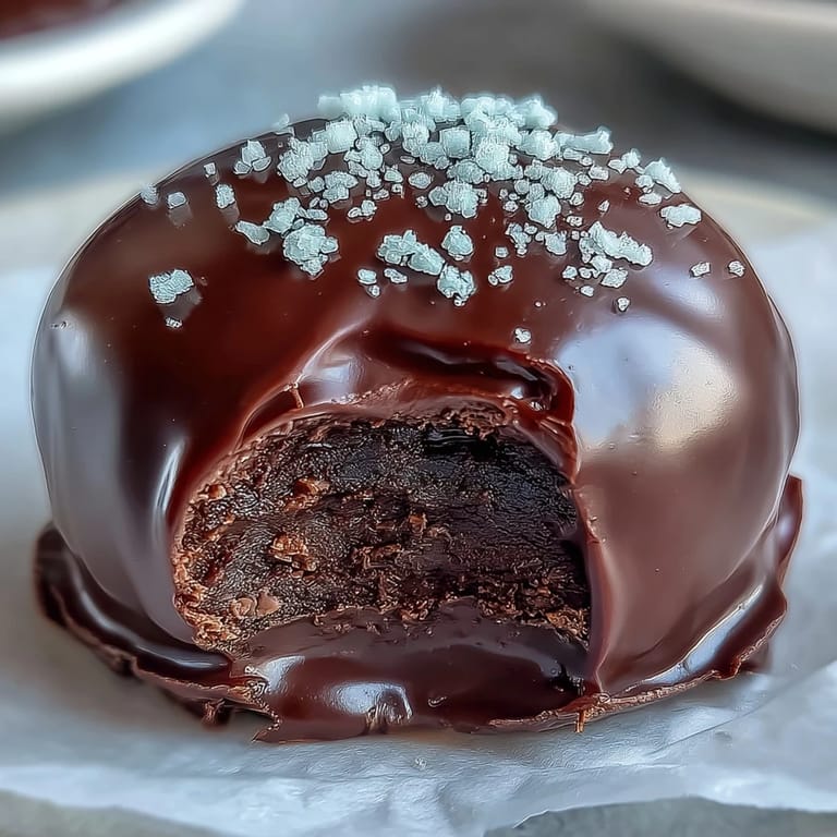 Close-up of glossy dipped Black Currant Chocolate Truffles with a rich ganache center, perfect for a chocolate tasting platter.