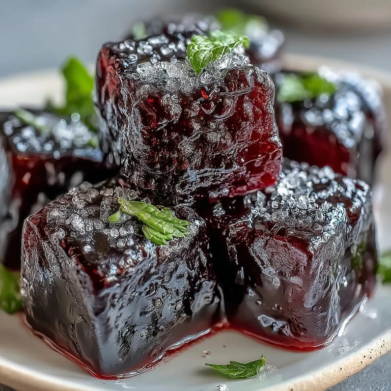Close-up of homemade Black Currant Gummies showing their deep purple hue and chewy texture.
