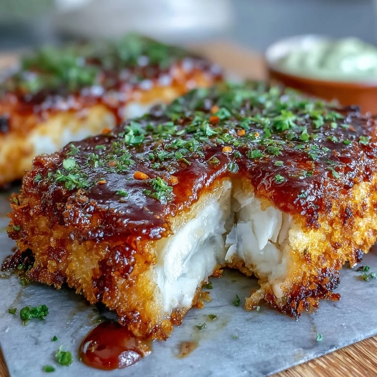Southern-style fried catfish with a crispy cornmeal coating, served hot with a creamy, spicy remoulade sauce for dipping.