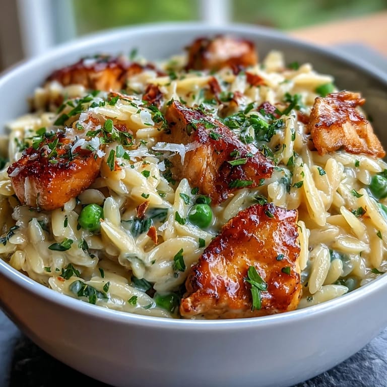 Comforting one-pot lemon orzo and chicken, perfect for a weeknight family meal.