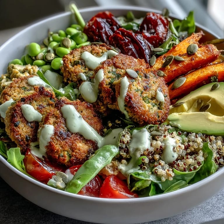 Vibrant spring Buddha bowl filled with roasted asparagus, radishes, and crunchy pumpkin seeds.