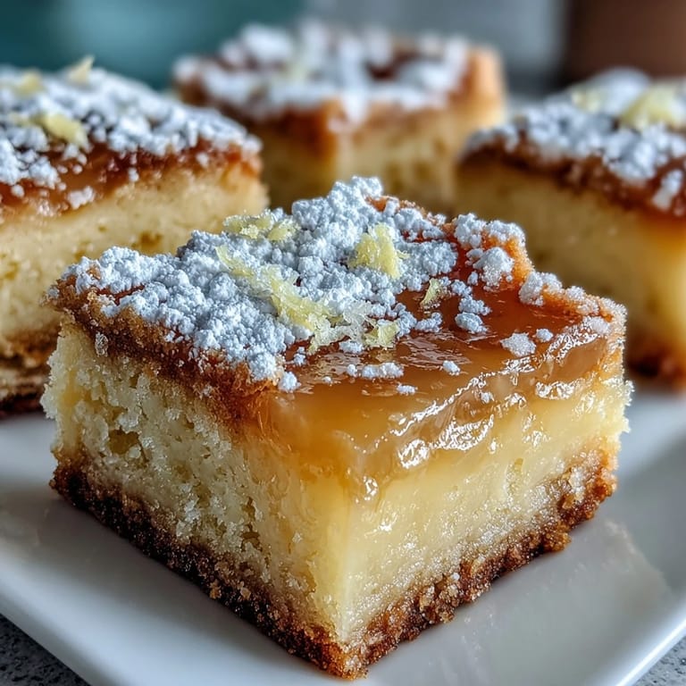 Golden-baked lemon bar cookies with vibrant lemon curd centers and a snowy layer of powdered sugar, perfect for dessert or tea time.