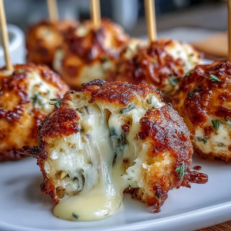 Savory Derby Party Olive Cheese Balls, warm and cheesy, presented invitingly on skewers.