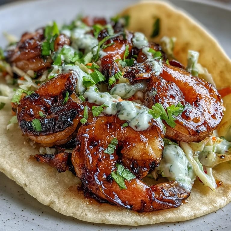 Juicy honey garlic shrimp tacos bursting with flavor, nestled in warm tortillas.