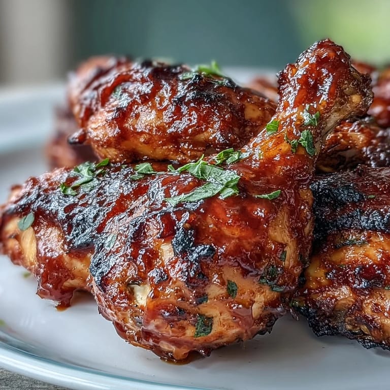 Enjoy these caramelized BBQ chicken drumsticks, perfect for a summer cookout.