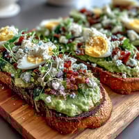Vibrant Spring Brunch Avocado Toast Board with colorful toppings and creamy avocado spread.