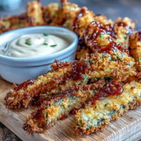 Crispy air fryer pickle fries with zesty spicy mayo are a perfect party appetizer.
